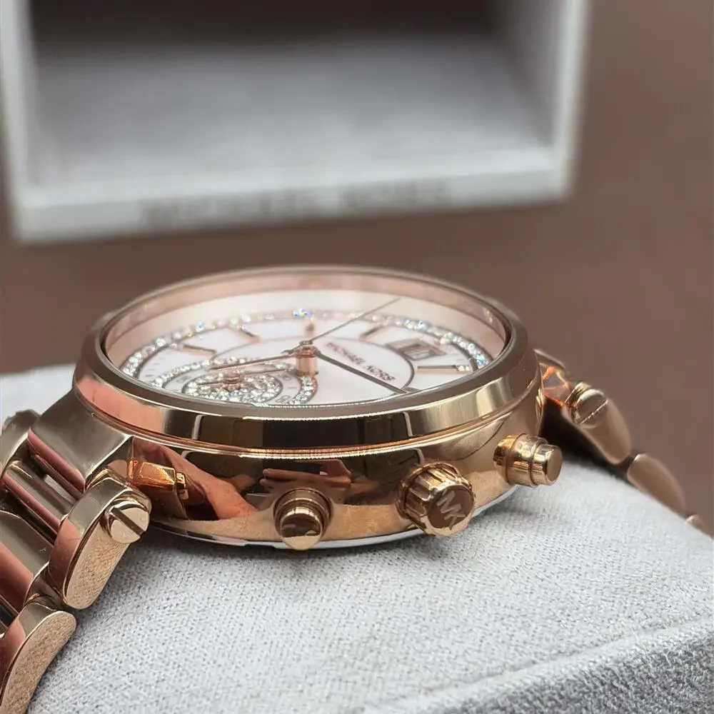 Authentic Michael Kors Sawyer Crystals Rose Gold Women's MK6282 Watch